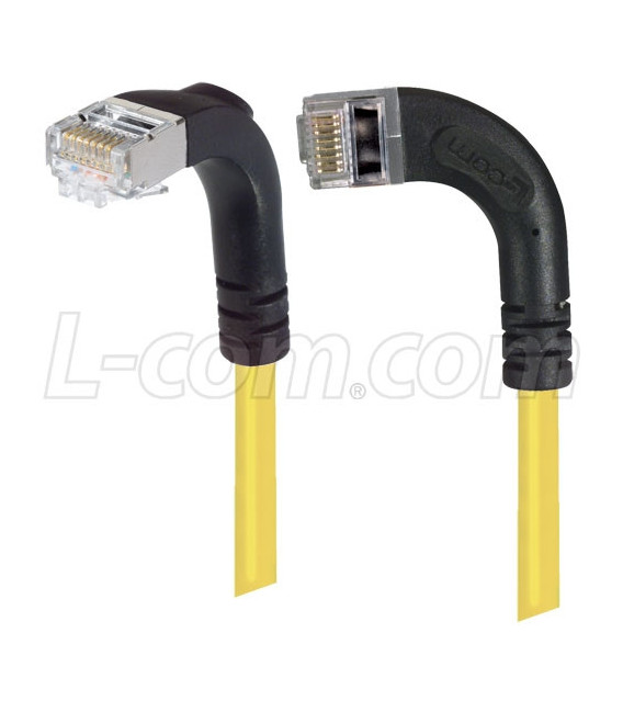 Category 5E Shielded Right Angle Patch Cable, Right Angle Left/Right Angle Down, Yellow 10.0 ft