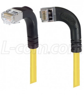 Category 5E Shielded Right Angle Patch Cable, Right Angle Left/Right Angle Down, Yellow 10.0 ft