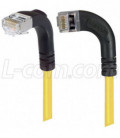 Category 5E Shielded Right Angle Patch Cable, Right Angle Left/Right Angle Down, Yellow 1.0 ft