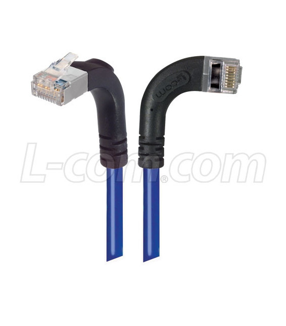Category 5E Shielded Right Angle Patch Cable, Right Angle Right/Right Angle Up, Blue 5.0 ft