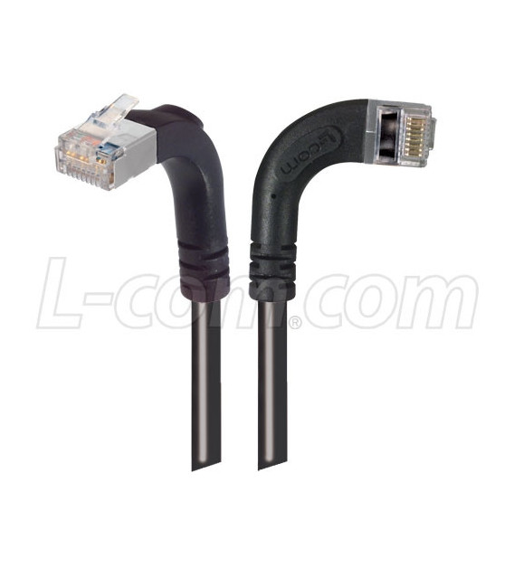 Category 5E Shielded Right Angle Patch Cable, Right Angle Right/Right Angle Up, Black 10.0 ft
