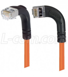 Category 5E Shielded Right Angle Patch Cable, Right Angle Left/Right Angle Down, Orange 7.0 ft