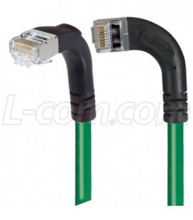 Category 5E Shielded Right Angle Patch Cable, Right Angle Left/Right Angle Down, Green 25.0 ft