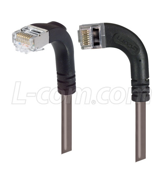 Category 5E Shielded Right Angle Patch Cable, Right Angle Left/Right Angle Down, Gray 20.0 ft