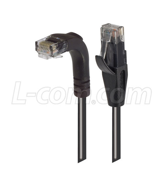 Category 5E Right Angle Patch Cable, Straight/Right Angle Down, Black 1.0 ft