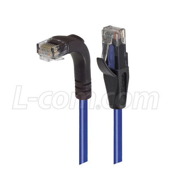 Category 5E Right Angle Patch Cable, Straight/Right Angle Down, Blue 5.0 ft