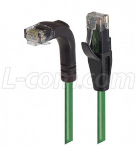 Category 5E Right Angle Patch Cable, Straight/Right Angle Down, Green, 5.0 ft