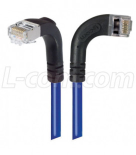 Category 5E Shielded Right Angle Patch Cable, Right Angle Right/Right Angle Down, Blue 30.0 ft