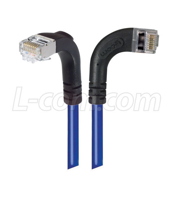 Category 5E Shielded Right Angle Patch Cable, Right Angle Right/Right Angle Down, Blue 15.0 ft
