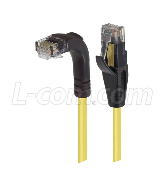 Category 5E Right Angle Patch Cable, Straight/Right Angle Down, Yellow, 7.0 ft