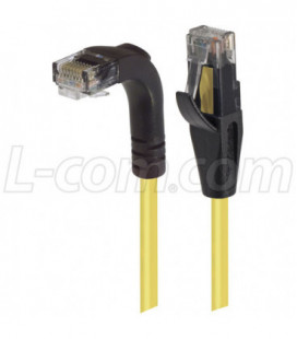 Category 5E Right Angle Patch Cable, Straight/Right Angle Down, Yellow, 7.0 ft