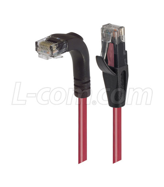 Category 5E Right Angle Patch Cable, Straight/Right Angle Down, Red, 1.0 ft