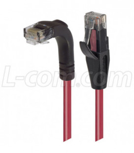 Category 5E Right Angle Patch Cable, Straight/Right Angle Down, Red, 1.0 ft