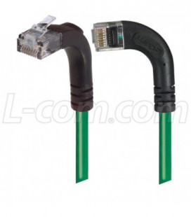 Category 5E Right Angle Patch Cable, RA Left Exit/Right Angle Up, Green 1.0 ft