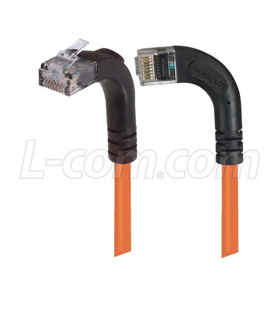 Category 5E Right Angle Patch Cable, RA Left Exit/Right Angle Up, Orange 1.0