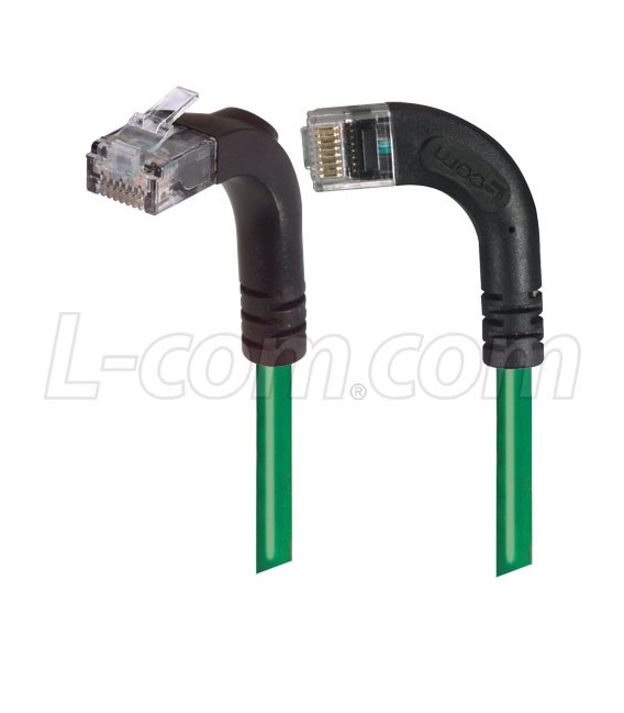 Category 5E Right Angle Patch Cable, RA Left Exit/Right Angle Up, Green 5.0 ft