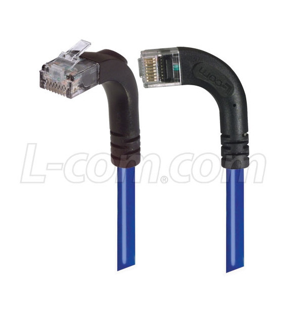 Category 5E Right Angle Patch Cable, RA Left Exit/Right Angle Up, Blue 5.0 ft
