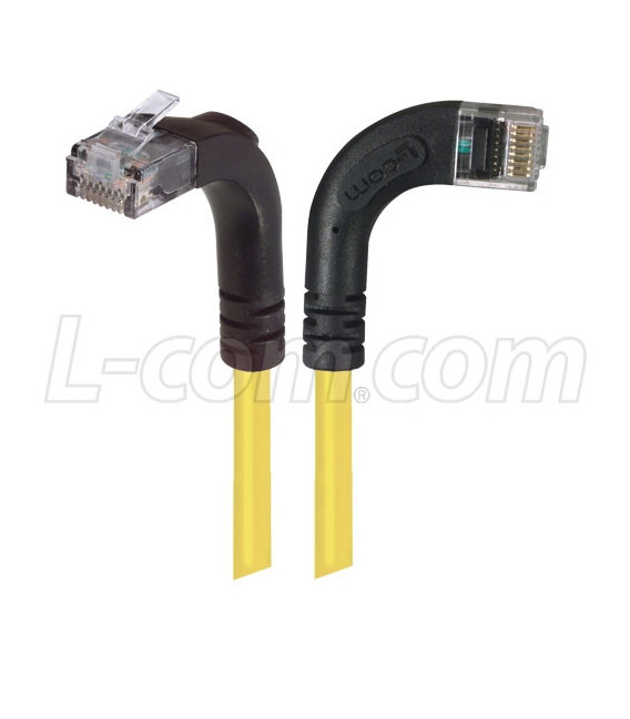 Category 5E Right Angle Patch Cable, RA Right Exit/Right Angle Up, Yellow 1.0 ft