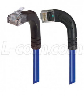 Category 5E Right Angle Patch Cable, RA Left Exit/Right Angle Up, Blue 2.0 ft