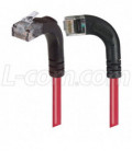 Category 5E Right Angle Patch Cable, RA Left Exit/Right Angle Up, Red 3.0 ft