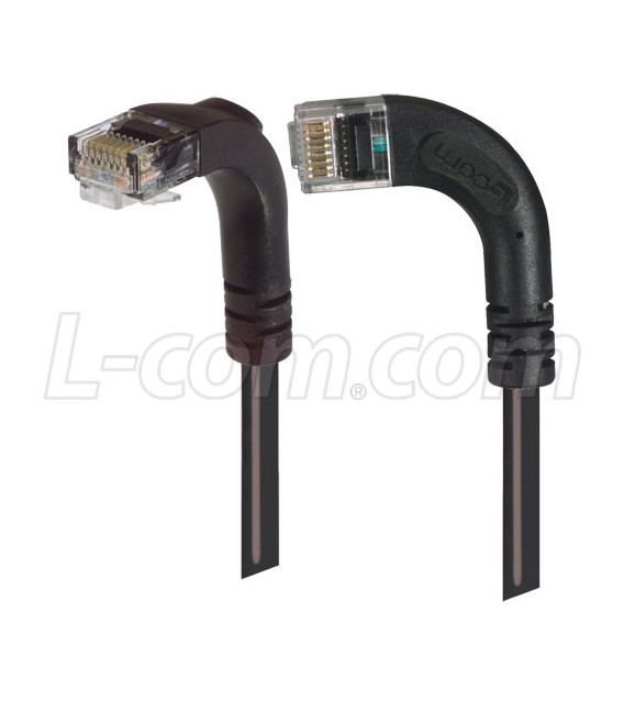 Category 5E Right Angle Patch Cable, RA Left Exit/Right Angle Down, Black 7.0 ft