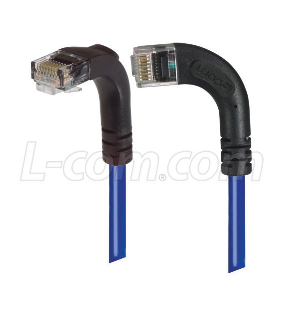 Category 5E Right Angle Patch Cable, RA Left Exit/Right Angle Down, Blue 7.0 ft
