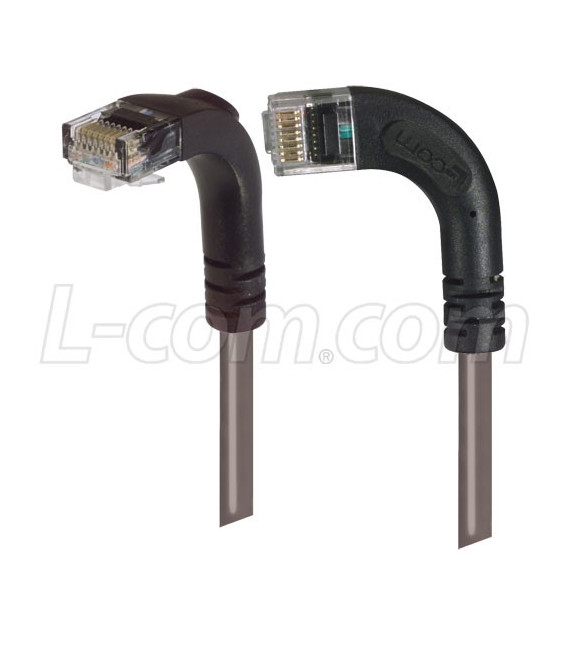 Category 5E Right Angle Patch Cable, RA Left Exit/Right Angle Down, Gray 2.0 ft