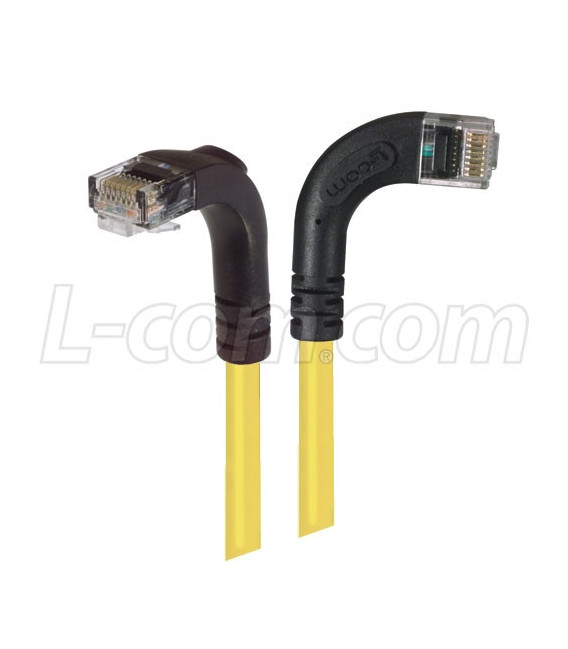 Category 5E Right Angle Patch Cable, RA Right Exit/Right Angle Down, Yellow 1.0 ft