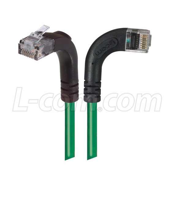 Category 5E Right Angle Patch Cable, RA Right Exit/Right Angle Up, Green 10.0 ft