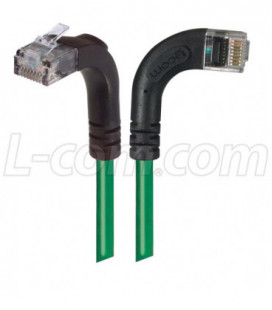 Category 5E Right Angle Patch Cable, RA Right Exit/Right Angle Up, Green 5.0 ft