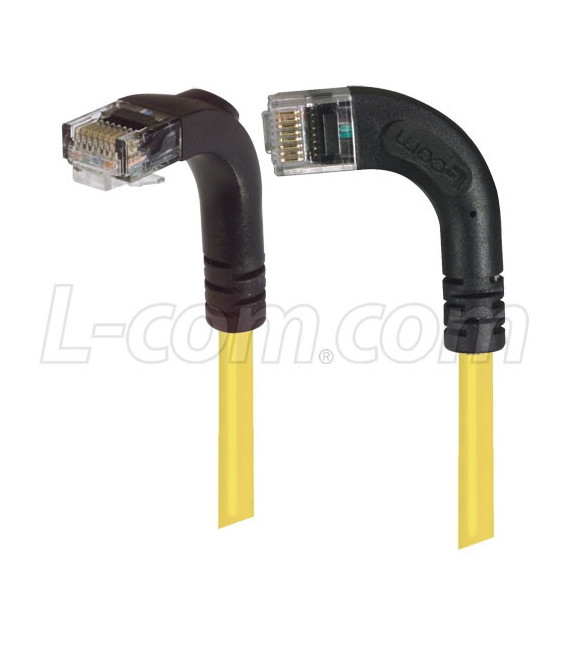 Category 5E Right Angle Patch Cable, RA Left Exit/Right Angle Down, Yellow 1.0 ft
