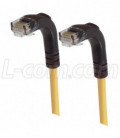 Category 5E Right Angle Patch Cable, Right Angle Down/Right Angle Down, Yellow, 2.0 ft