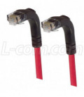 Category 5E Right Angle Patch Cable, Right Angle Down/Right Angle Down, Red, 25.0 ft