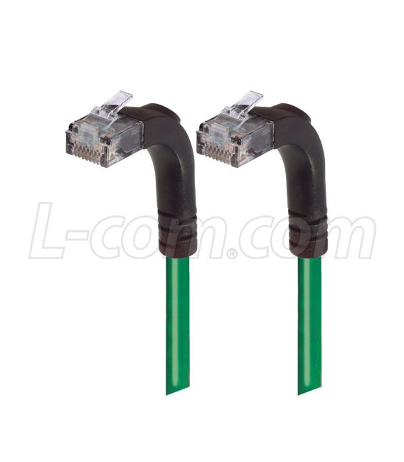 Category 5E Right Angle Patch Cable, Right Angle Up/Right Angle Up, Green 1.0 ft
