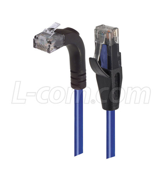 Category 5E Right Angle Patch Cable, Straight/Right Angle Up, Blue, 2.0 ft