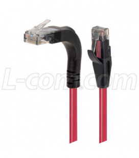 Category 5e Right Angle Patch Cable, Stackable, Red, 10.0 ft