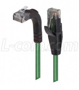 Category 5E Right Angle Patch Cable, Straight/Right Angle Up, Green, 1.0 ft