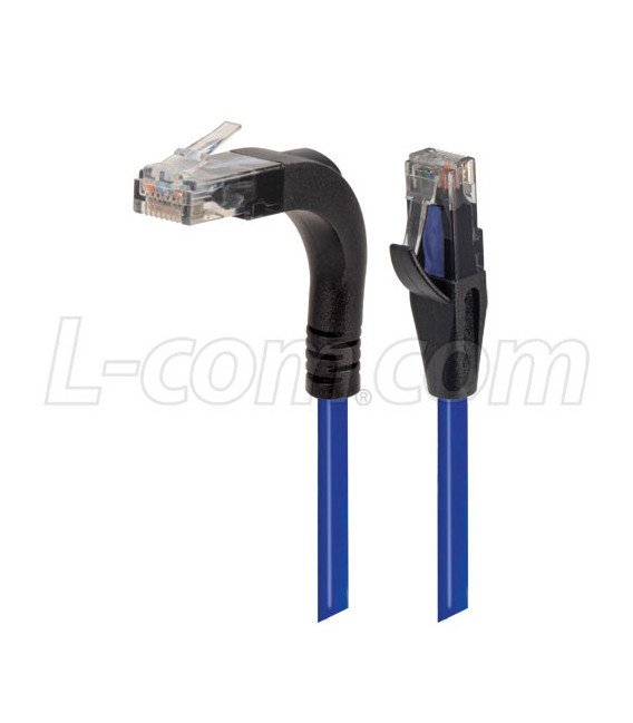 Category 5e Right Angle Patch Cable, Stackable, Blue, 1.0 ft