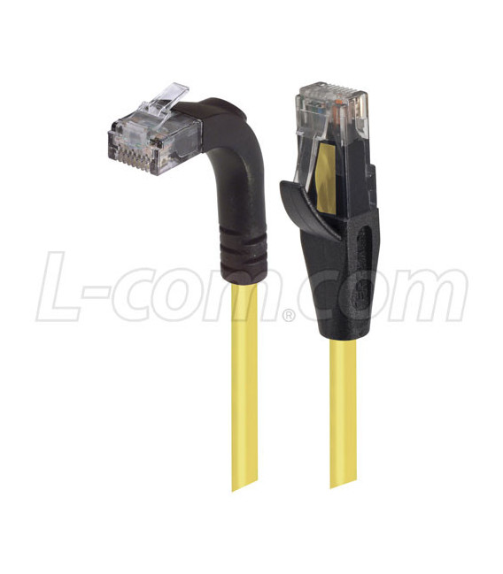 Category 5E Right Angle Patch Cable, Straight/Right Angle Up, Yellow, 2.0 ft