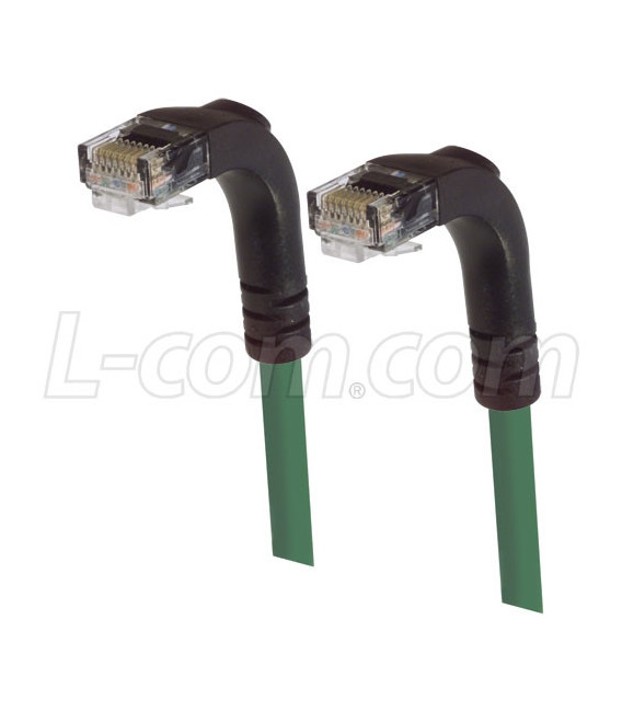 Category 5E Right Angle Patch Cable, Right Angle Down/Right Angle Down, Green, 15.0 ft
