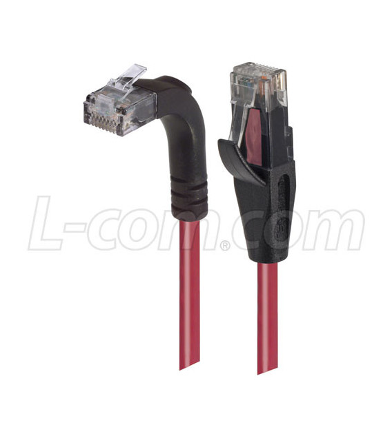 Category 5E Right Angle Patch Cable, Straight/Right Angle Up, Red, 3.0 ft