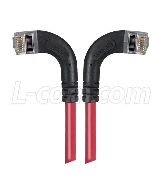 Category 5E Shielded Right Angle Patch Cable, Right Angle /Left Angle, Red 1.0 ft