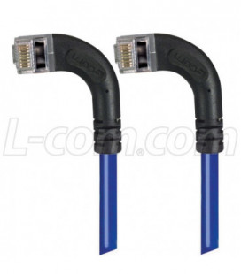 Category 5E Shielded Right Angle Patch Cable, Left Angle /Left Angle, Blue 1.0 ft