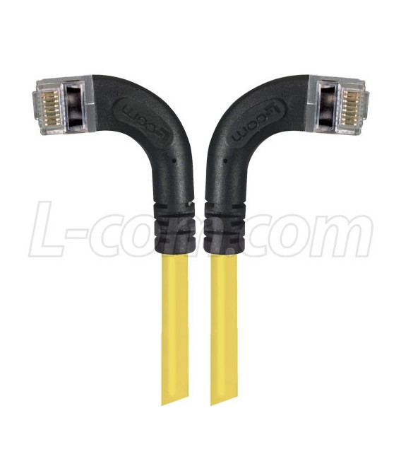 Category 5E Shielded Right Angle Patch Cable, Right Angle /Left Angle, Yellow 1.0 ft
