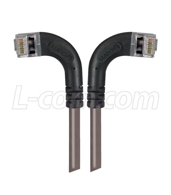 Category 5E Shielded Right Angle Patch Cable, Right Angle /Left Angle, Gray 5.0 ft