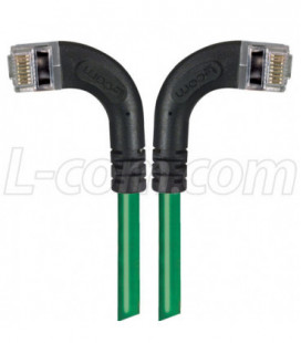 Category 5E Shielded Right Angle Patch Cable, Right Angle /Left Angle, Green 1.0 ft