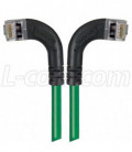 Category 5E Shielded Right Angle Patch Cable, Right Angle /Left Angle, Green 3.0 ft