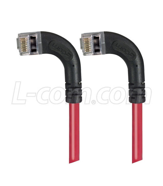 Category 5E Shielded Right Angle Patch Cable, Left Angle /Left Angle, Red 10.0 ft