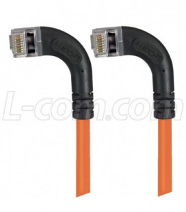 Category 5E Shielded Right Angle Patch Cable, Left Angle /Left Angle, Orange 7.0 ft