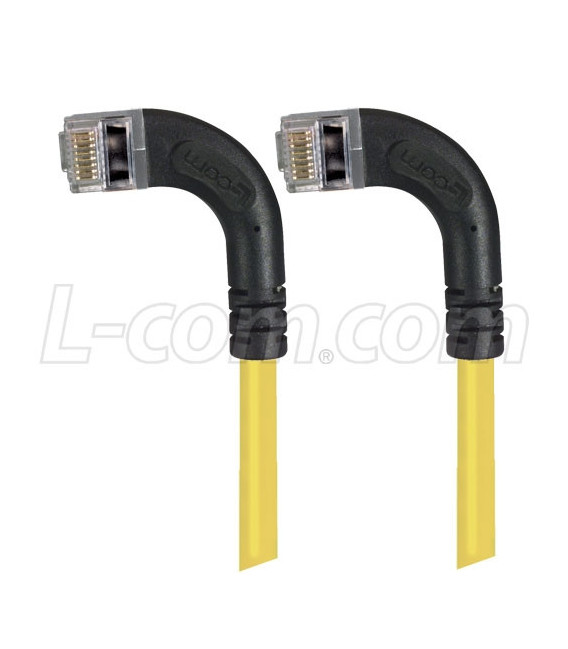 Category 5E Shielded Right Angle Patch Cable, Left Angle /Left Angle, Yellow 7.0 ft